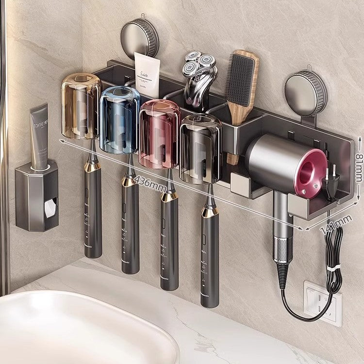 Suction cup holder for hair dryer and bathroom accessories