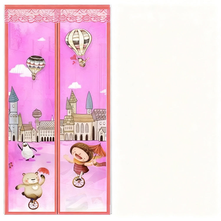 Magnetic insect screen door curtain with designs