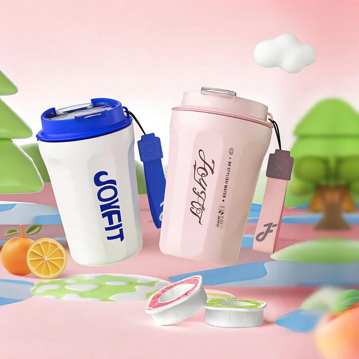 Stainless steel drinking bottle with flavor rings