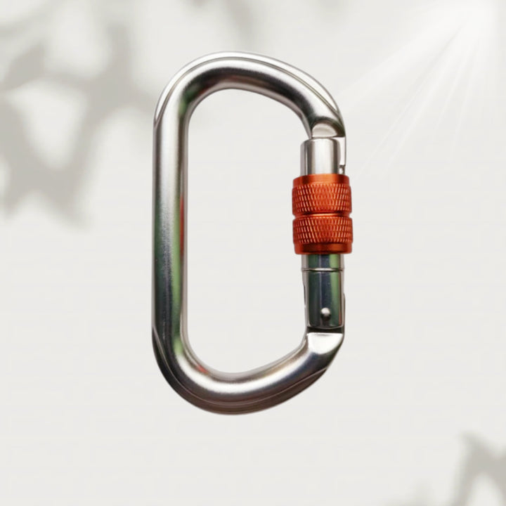Steel carabiner for climbing, 25 KN