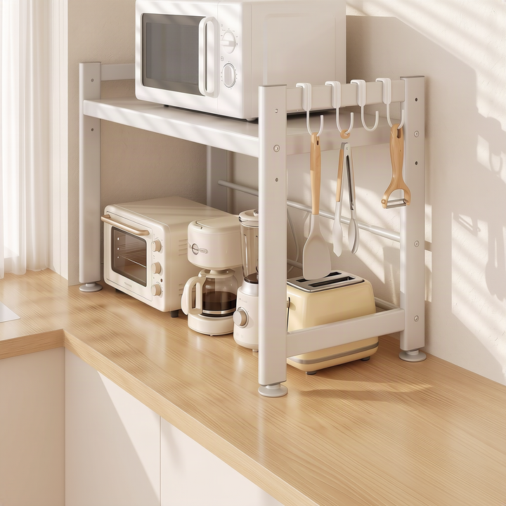 Adjustable kitchen shelf for appliances