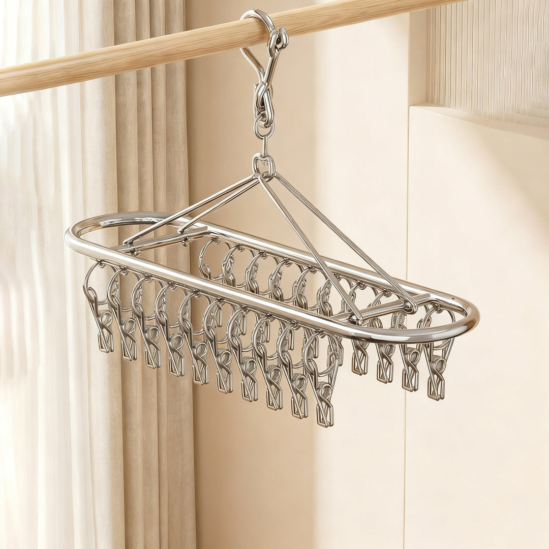Stainless steel drying rack with 10, 20 or 30 clips