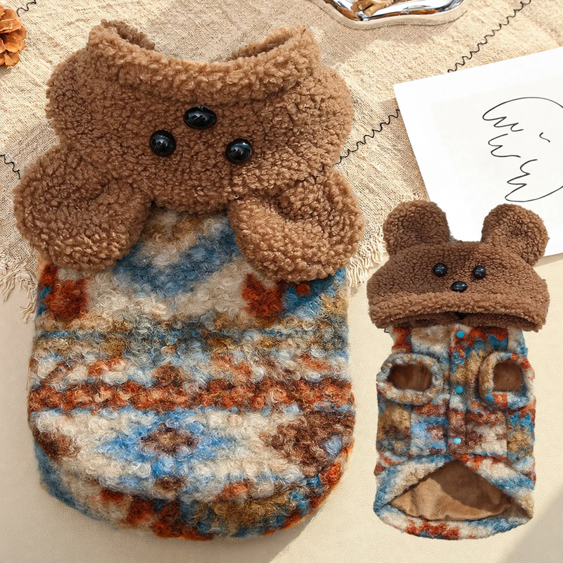 Pet sweater with fleece lining, two-armed