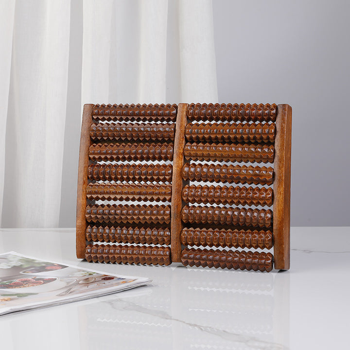 ALPENHAUCH - Foot massage roller made of real wood with acupressure mat