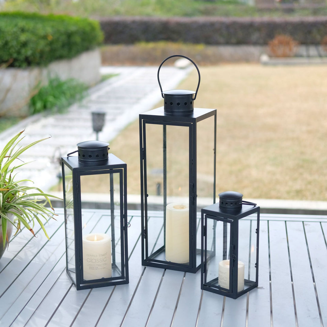 Black metal lantern, dome shape