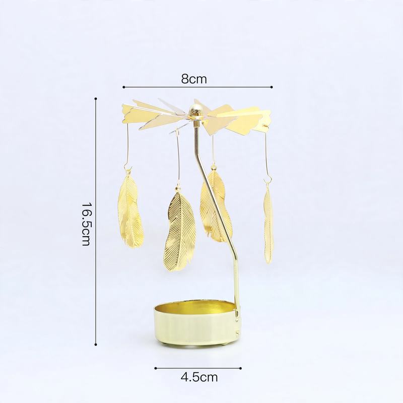 Rotating metal candle holder with scented candle