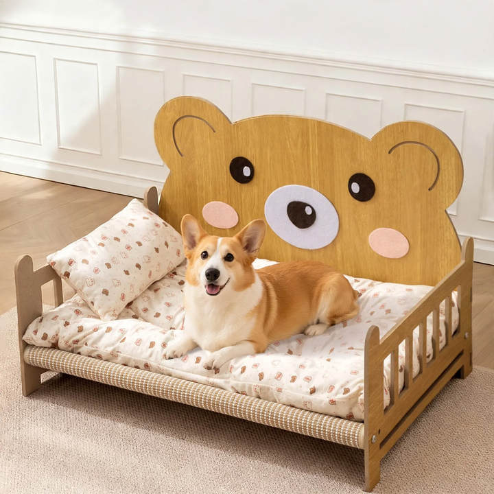 Wood Pet Bed with Integrated Ladder