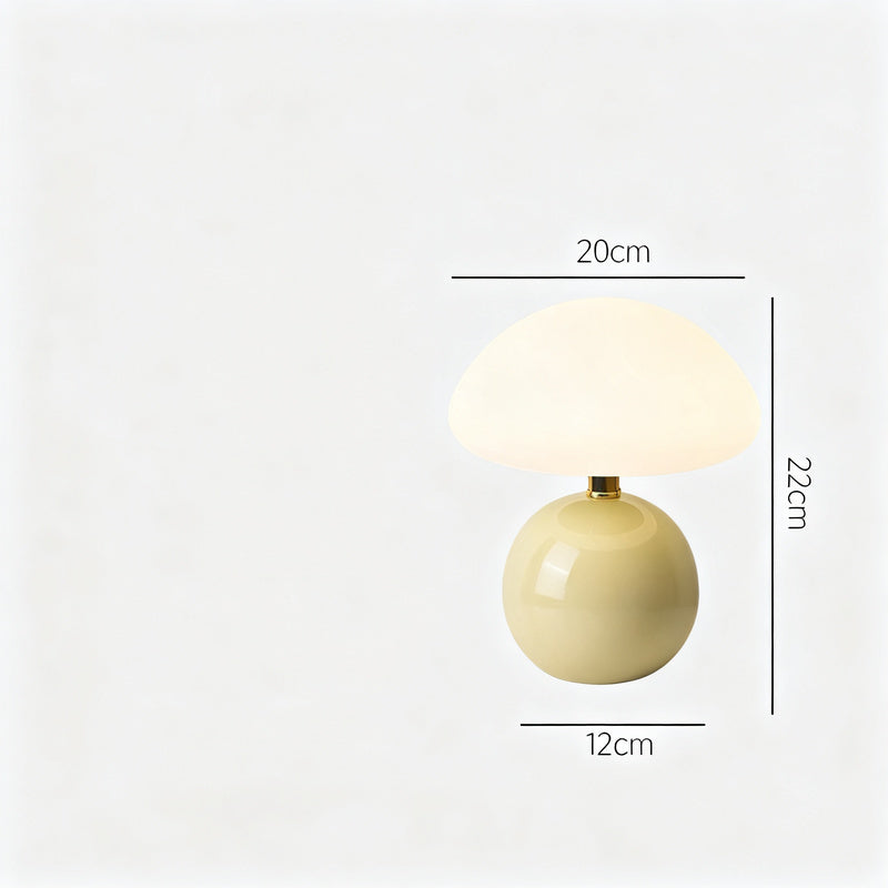 Mushroom table lamp with ceramic base, USB-powered