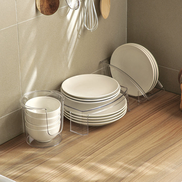 Transparent dish rack for kitchen cabinet