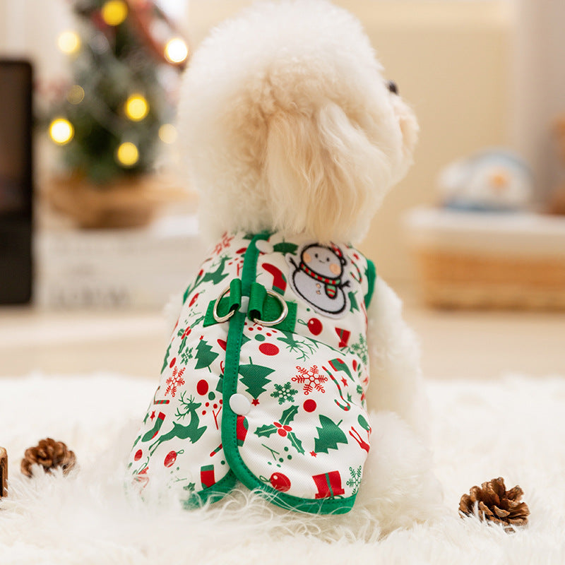 Warm vest for small dogs with snowman design