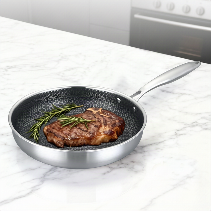 Stainless Steel Frying Pan with Glass Lid