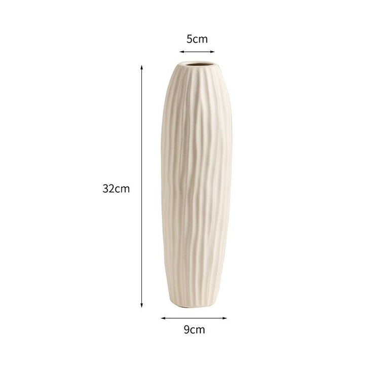 Ceramic flower vase, country house style, woven texture