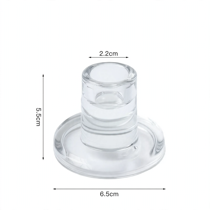T-shaped glass candle holder, soda-lime glass