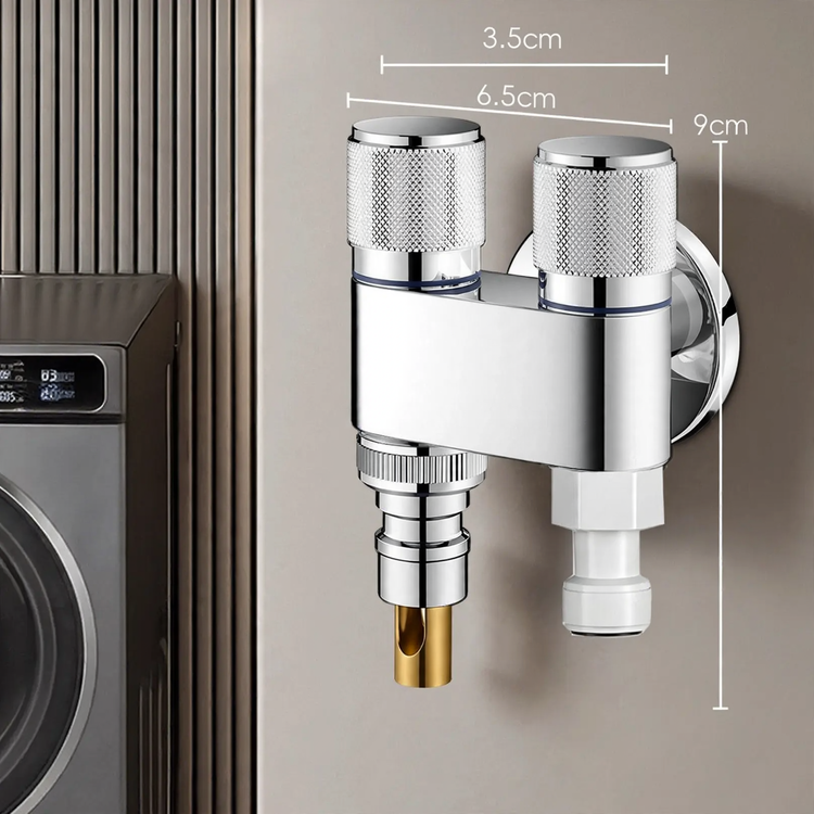 Two-way corner valve for washing machine, stainless steel