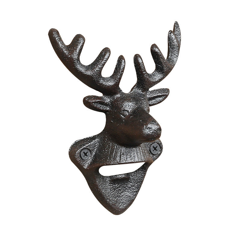 Wall bottle opener, iron, animal head design