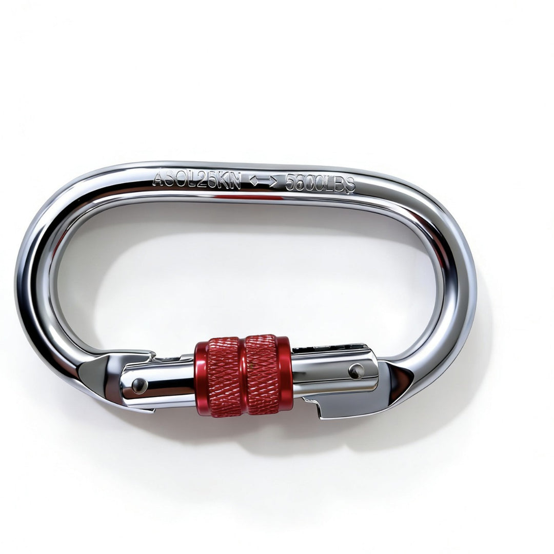Steel carabiner for climbing, 25 KN