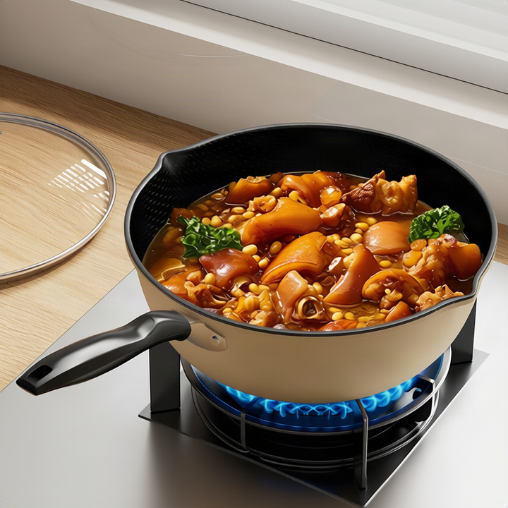 Non-stick frying pan with honeycomb pattern