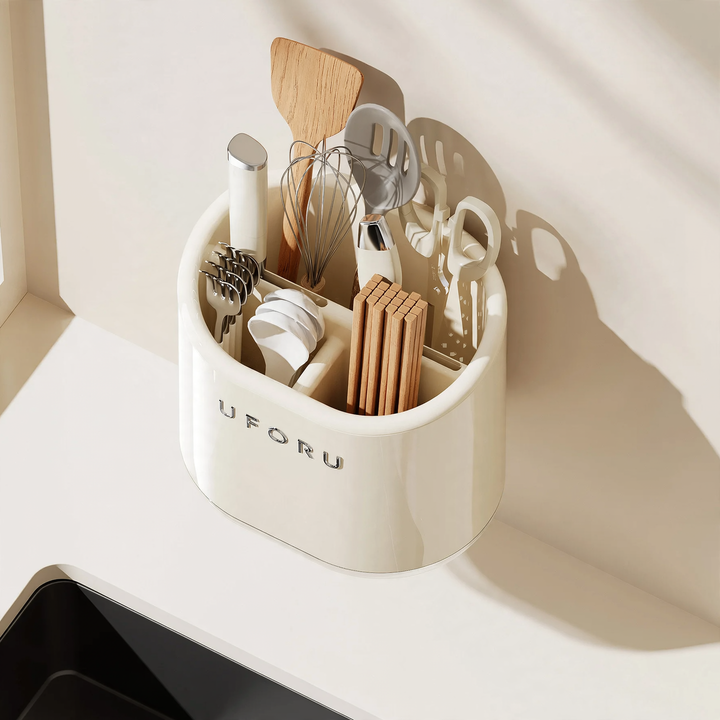 Plastic stick holder with drain, wall mountable