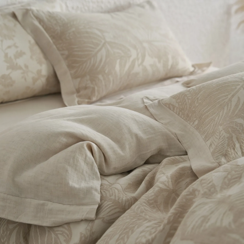 Linen bedding set, 4-piece, jacquard pattern