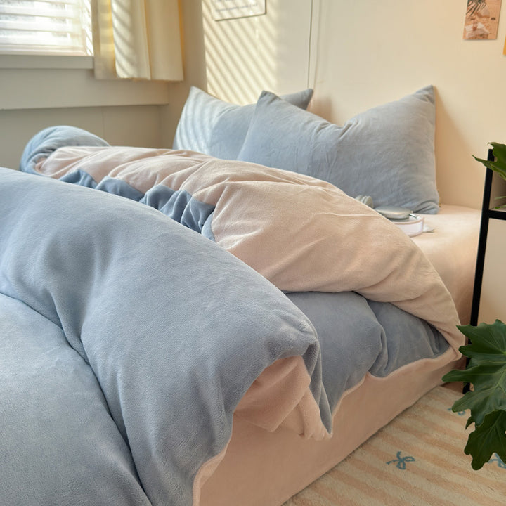 Milk fiber bedding set, winter, double-layered