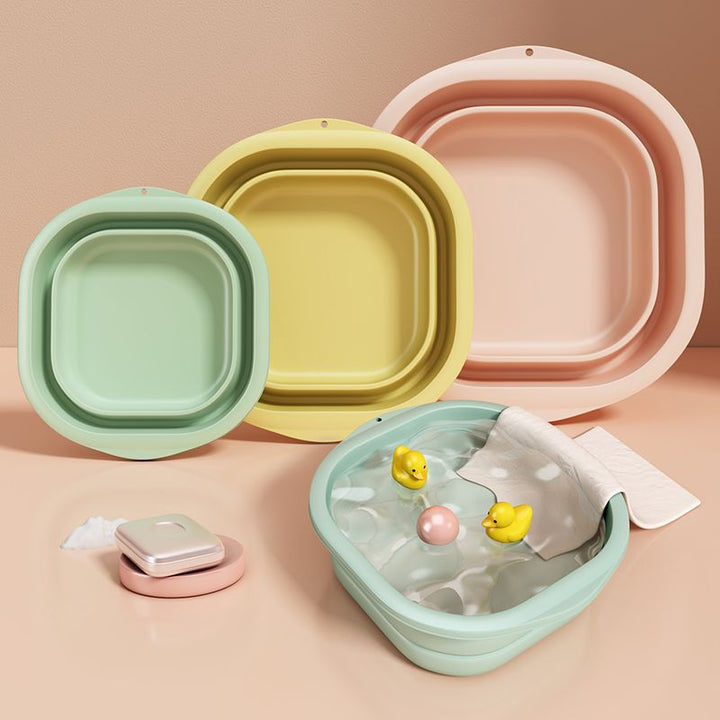 Folding plastic wash basin, portable