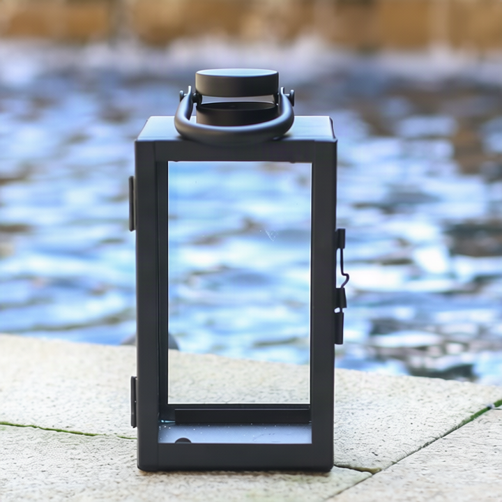 Black metal lantern, dome shape