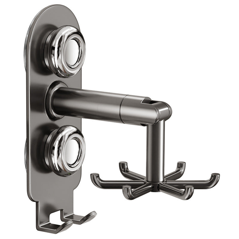 Rotating kitchen organizer, wall-mounted, 6 hooks, stainless steel