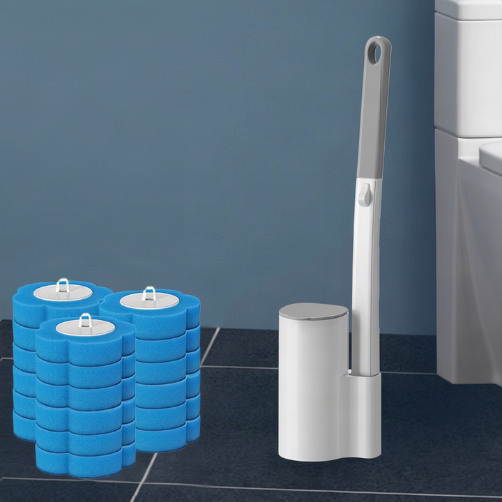 Disposable toilet brush with replacement heads