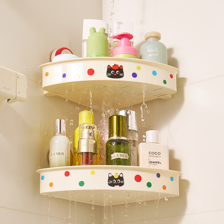 Triangle shelf with suction cup, wall-mounted