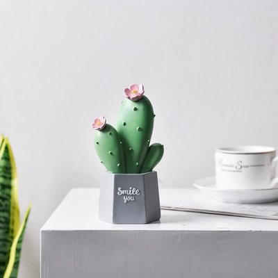 Cactus decor made of resin, Nordic