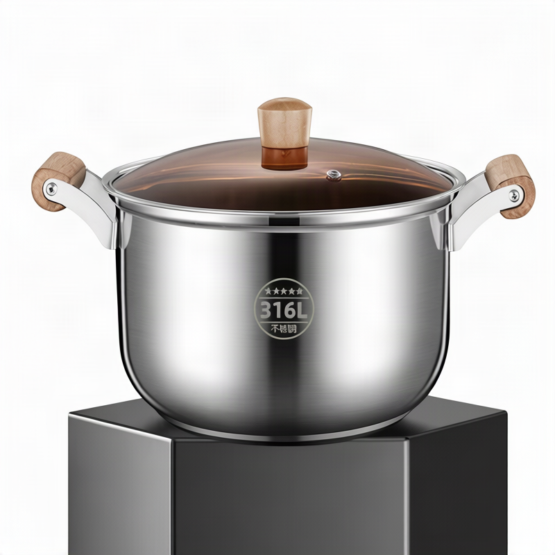 Stainless steel cooking pot 20 cm, 1.1–2 L, model HD190912