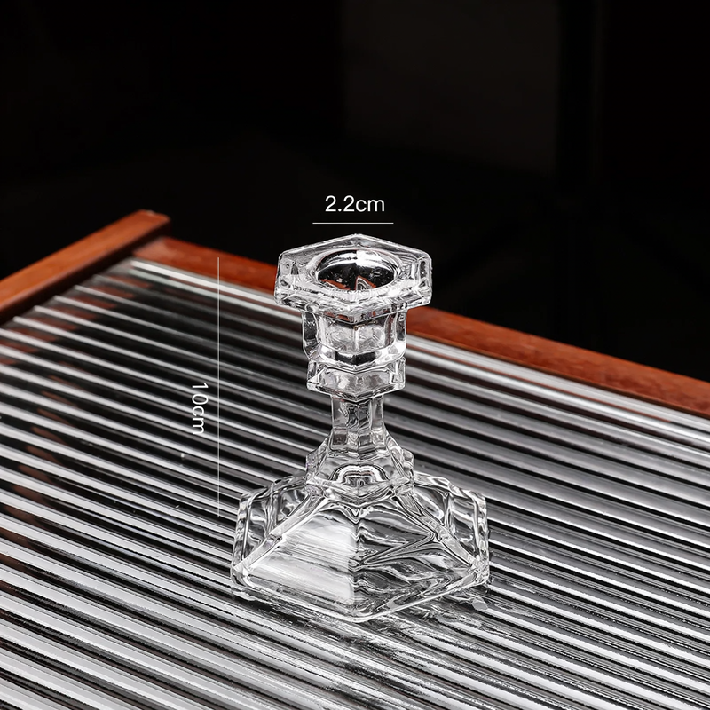 Glass candle holder with crystal cut, European style