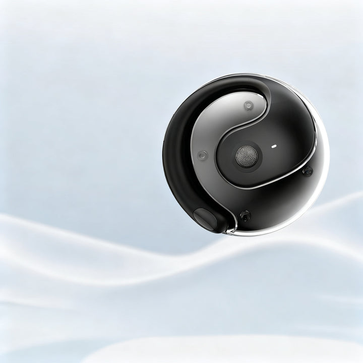 Bluetooth earbuds, open-ear design, sporty