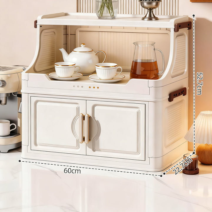 Foldable storage cabinet with three levels