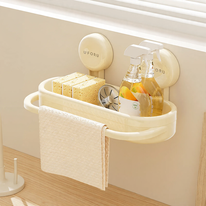 Kitchen organizer with suction cup, plastic