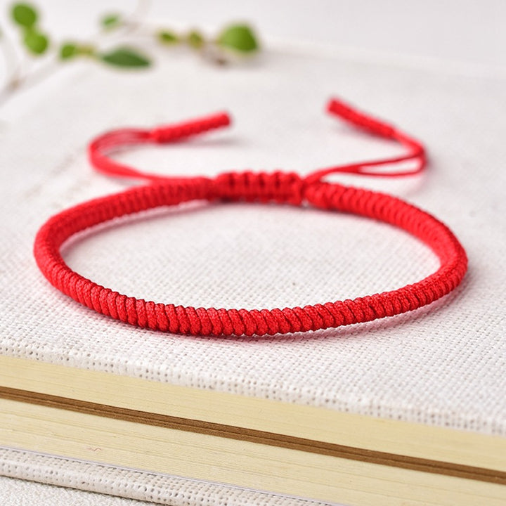 Hand-knotted rope bracelet in red
