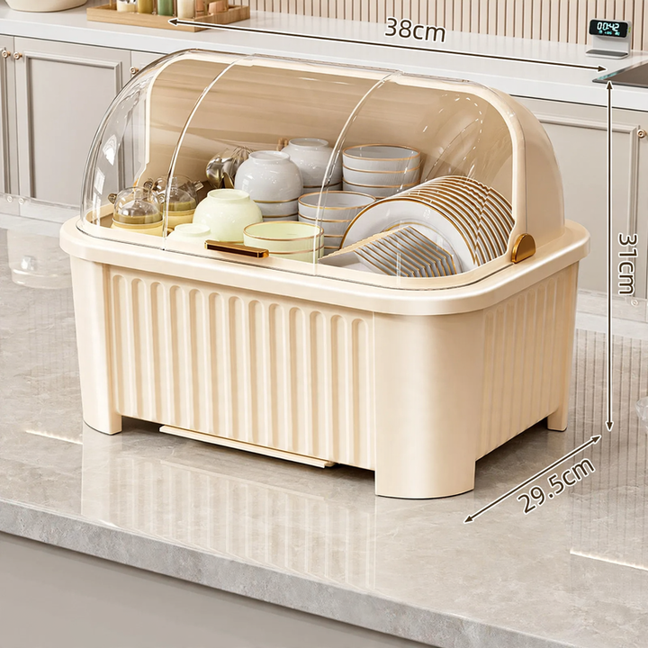 Plastic dish rack with shelf