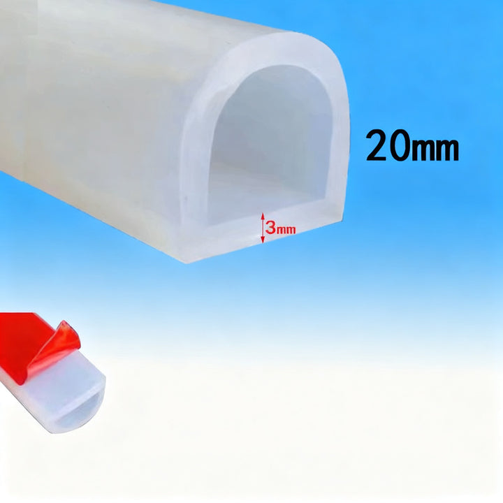 Silicone sealing strip, self-adhesive, D-profile