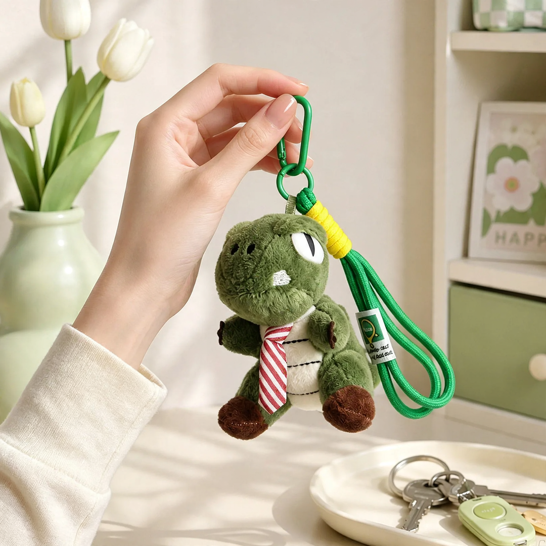 Plush keychain crocodile, green, cute