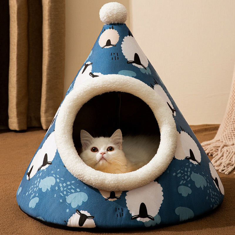 Enclosed house tent for cats and small dogs