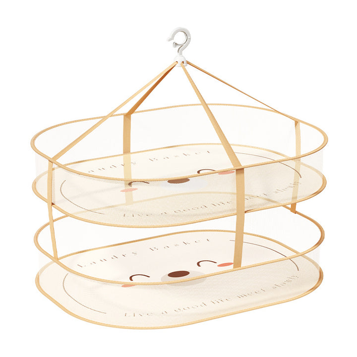 Foldable laundry drying nets, multilayer