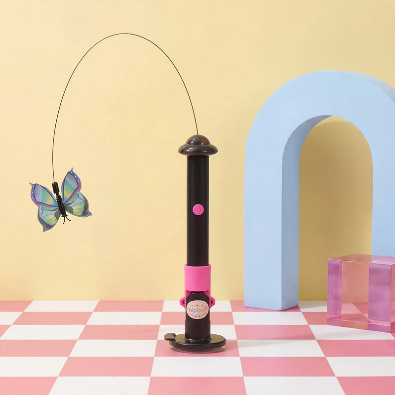 Electric cat toy with rotating butterfly, rechargeable