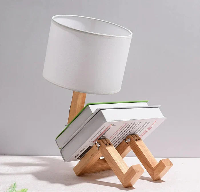 Elegant Wooden Table Lamp with Book Compartment Kalsten