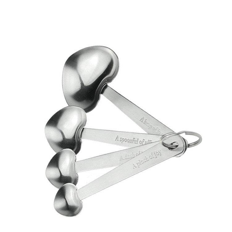 4-piece set measuring spoons heart shape, stainless steel