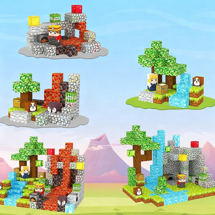 Magnet stick building blocks, multiple sizes