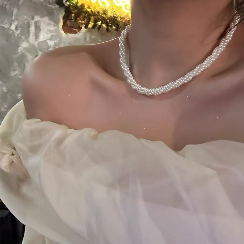 Pearl necklace with silver clasp, pearls 4–12 mm