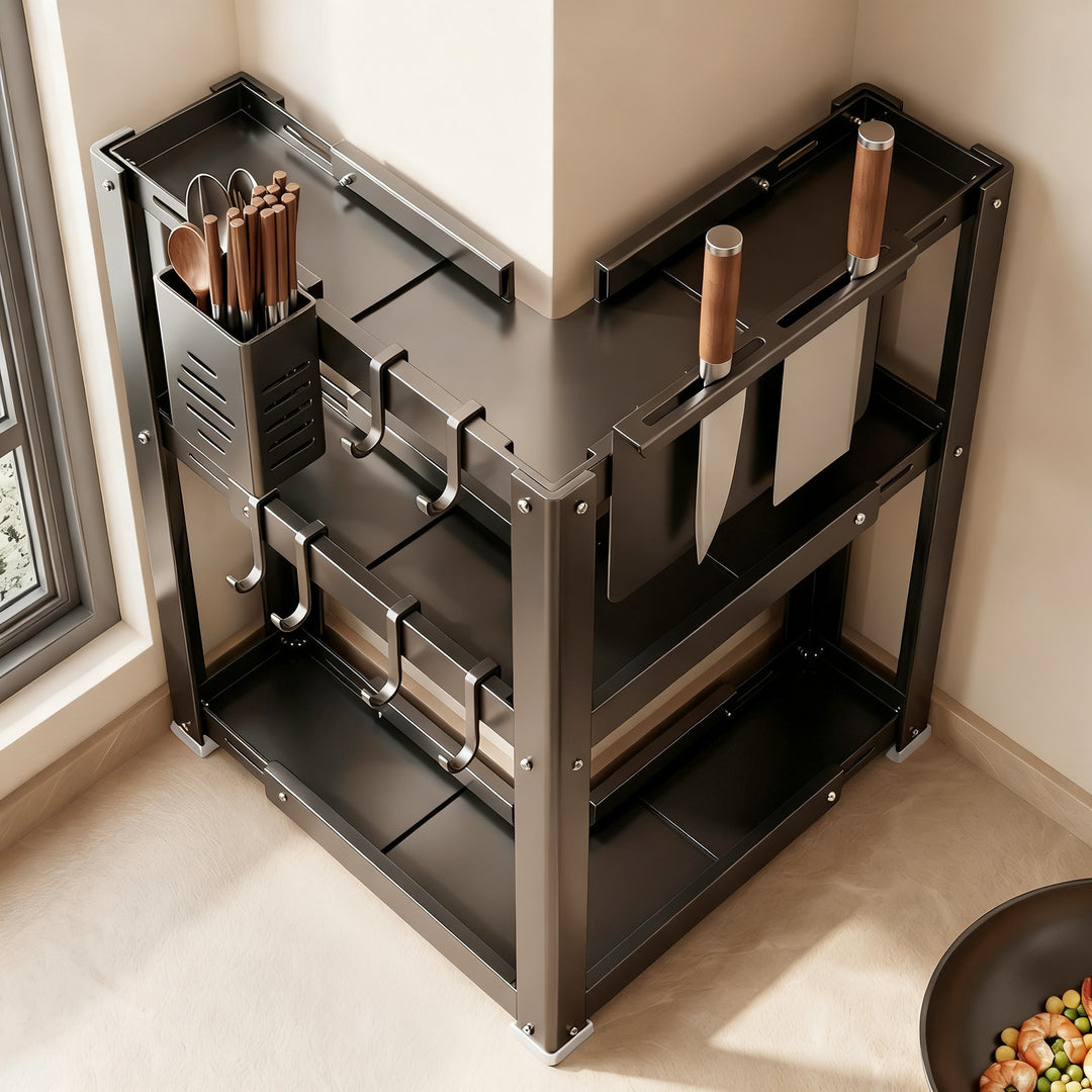 Wall shelf for kitchen, carbon steel, 2–3 tiers