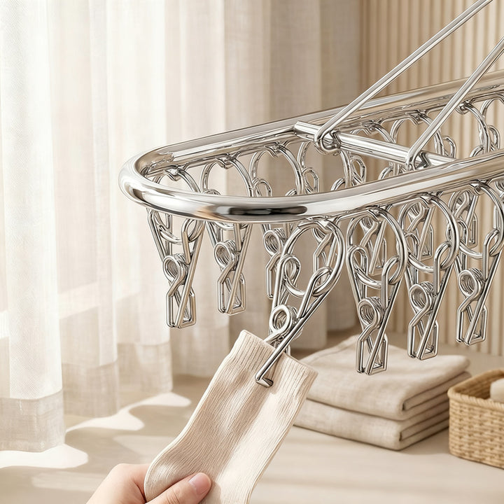 Stainless steel drying rack with 10, 20 or 30 clips