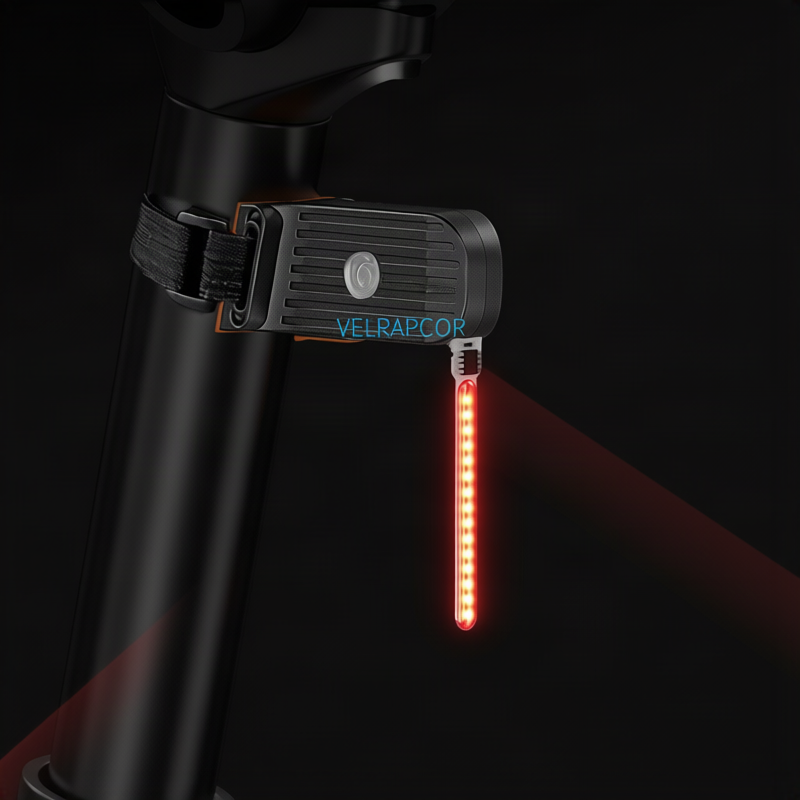 Bicycle rear light with flowing light effect, USB-C