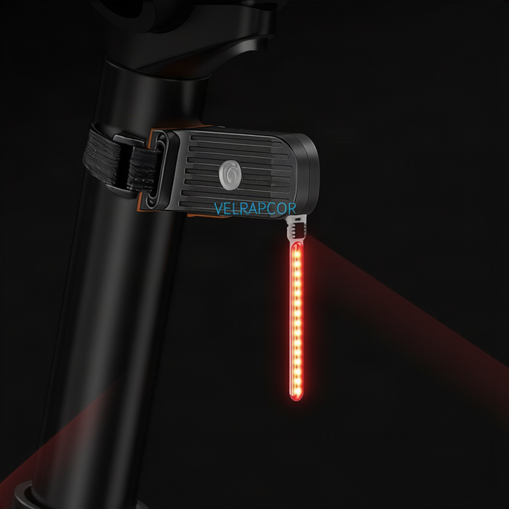Bicycle rear light with flowing light effect, USB-C